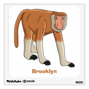 Funny proboscis monkey cartoon illustration wall decal