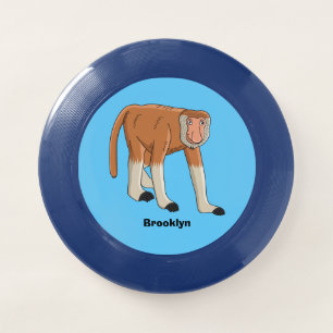 Funny proboscis monkey cartoon illustration Wham-O frisbee