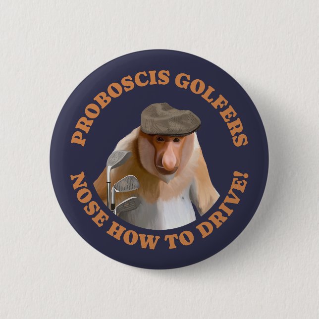 Funny Proboscis Monkey Golf Lovers  Button (Front)