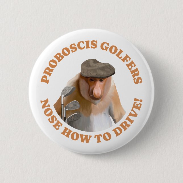 Funny Proboscis Monkey Golf Lovers  Button (Front)