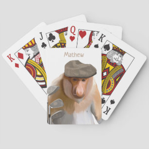 Funny Proboscis Monkey Golf Lovers Poker Cards