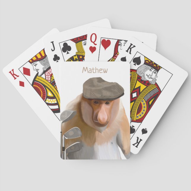 Funny Proboscis Monkey Golf Lovers  Poker Cards (Back)
