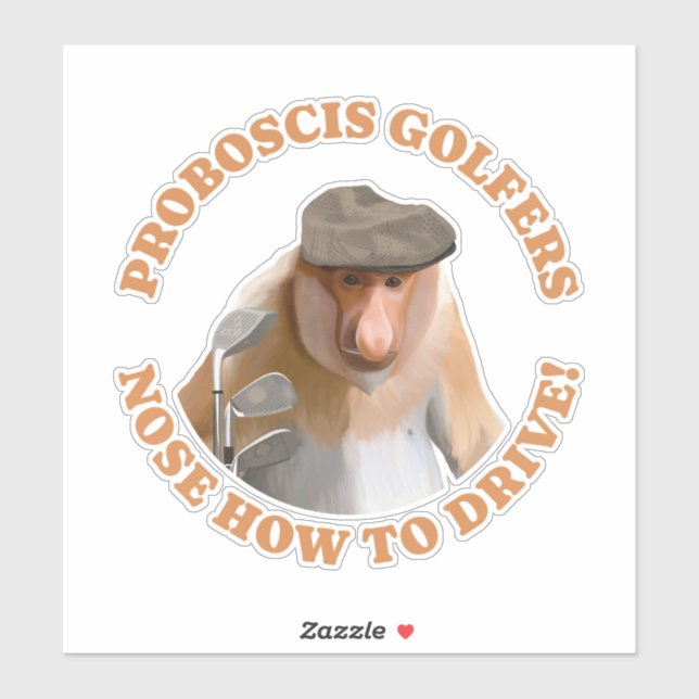 Funny Proboscis Monkey Golf Lovers  Sticker (Sheet)