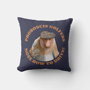 Funny Proboscis Monkey Golf Lovers Throw Pillow