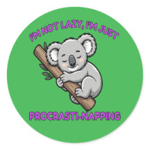 Funny Procrastinating Koala Cartoon