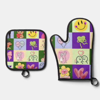 funny product oven mitt & pot holder set