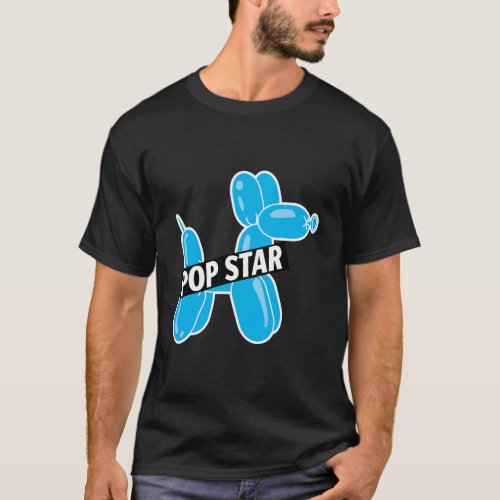 Funny Professional Balloon Twister Blue Pop Star D T_Shirt
