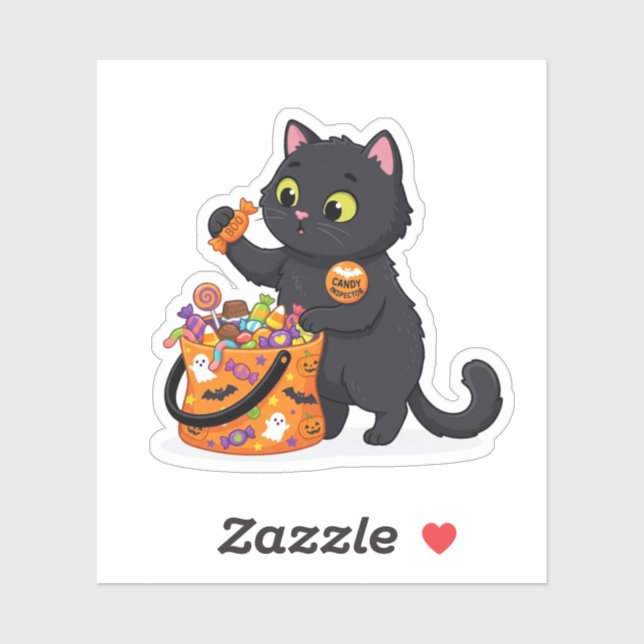 Funny Professional Candy Inspector Halloween Cat  Sticker (Sheet)