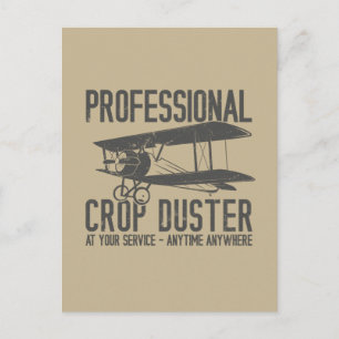 Funny Professional Crop Duster Fart Joke Gift Postcard