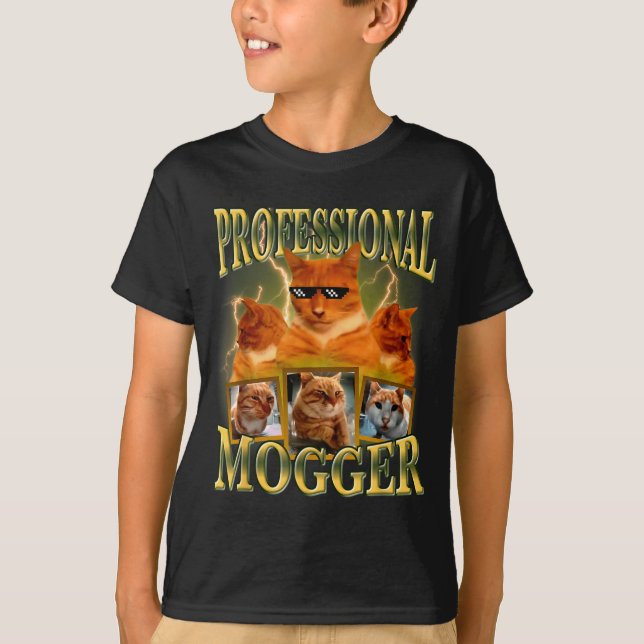 Funny Professional Mogger Cat Meme Mewing Looksmax T-Shirt (Front)