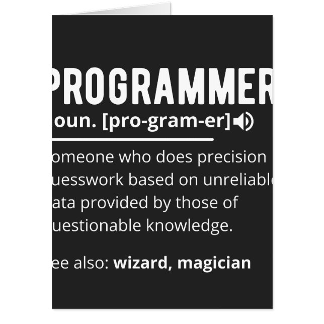 Funny Programmer Code Developer Meaning Definition Card (Front)