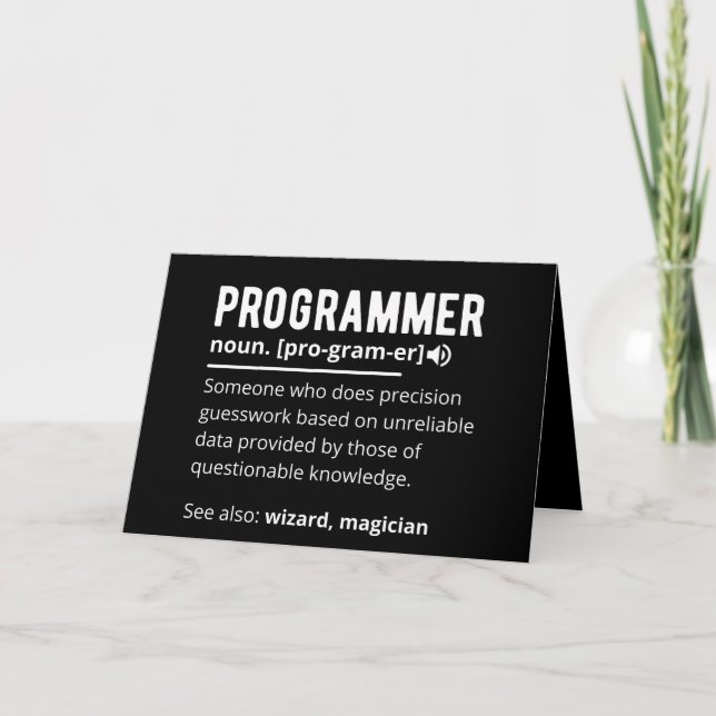 Funny Programmer Code Developer Meaning Definition Card (Front)