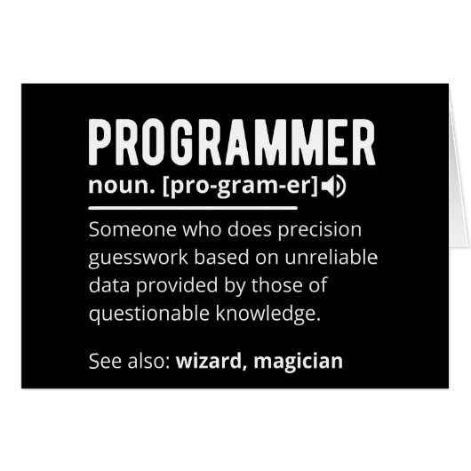 Funny Programmer Code Developer Meaning Definition Cards (Front Horizontal)