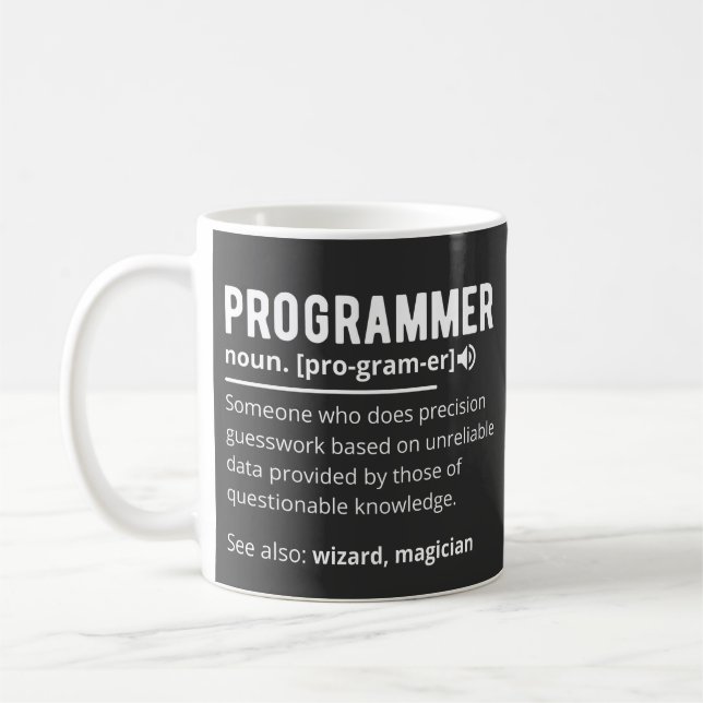 Funny Programmer Code Developer Meaning Definition Coffee Mug (Left)