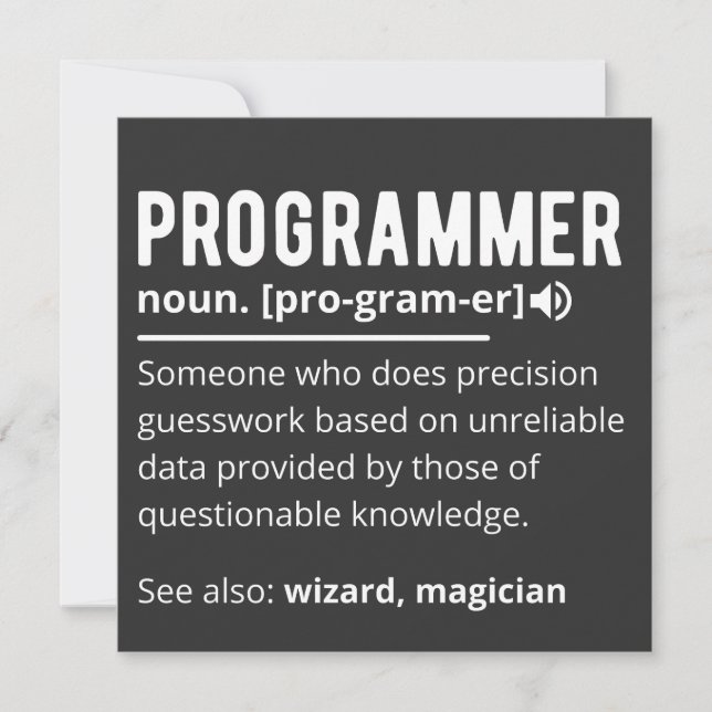 Funny Programmer Code Developer Meaning Definition Invitation (Front)