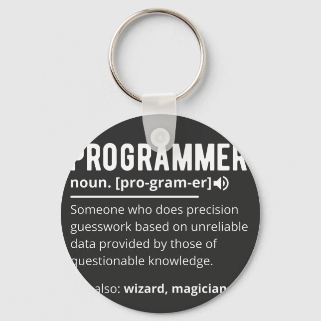 Funny Programmer Code Developer Meaning Definition Keychain (Front)