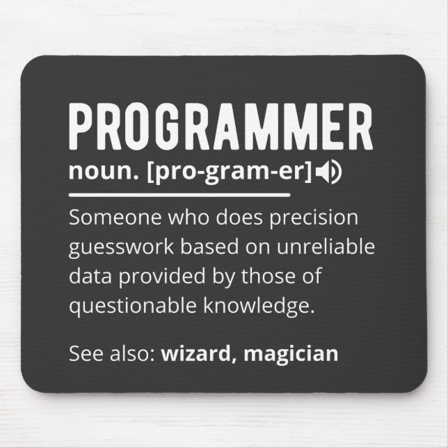 Funny Programmer Code Developer Meaning Definition Mouse Pad (Front)