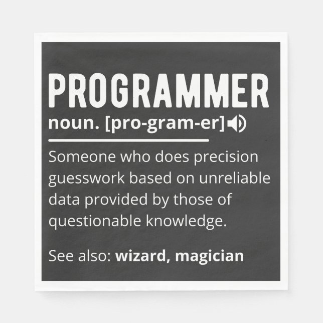 Funny Programmer Code Developer Meaning Definition Napkins (Front)