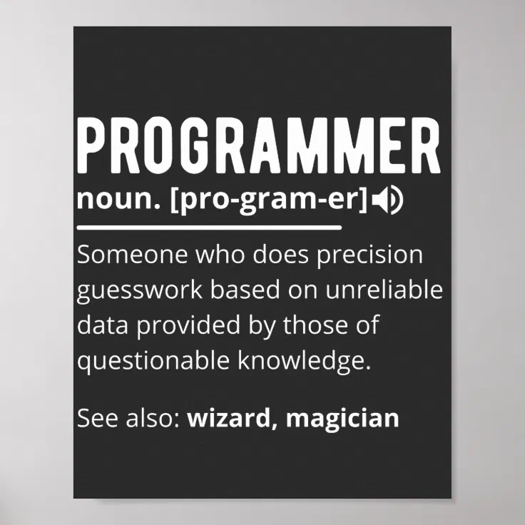 Funny Programmer Code Developer Meaning Definition Poster Zazzle