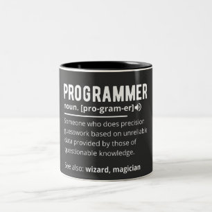 Funny Programmer Code Developer Meaning Definition Two-Tone Coffee Mug