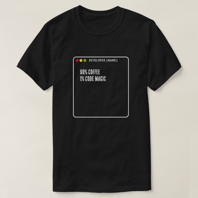 Funny Programmer Code Magic - Custom Name T-Shirt (Design Front)