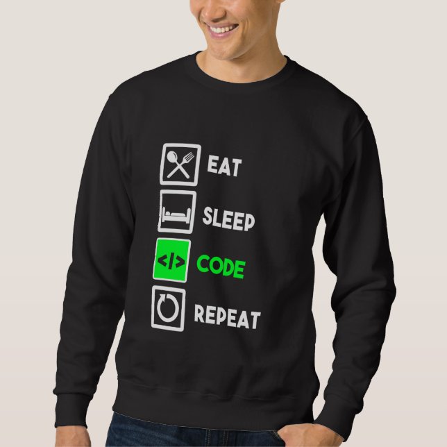 Funny Programmer Eat Sleep Code Repeat Sweatshirt (Front)