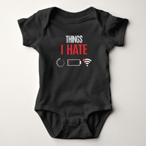 Funny Programmer Gamer No Wifi Connection Battery Baby Bodysuit