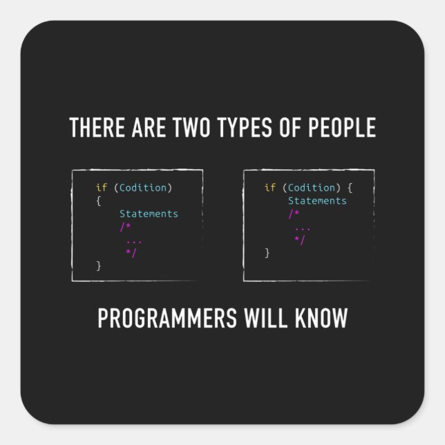 Funny Programmer Gift for Coding Geek Square Sticker (Front)