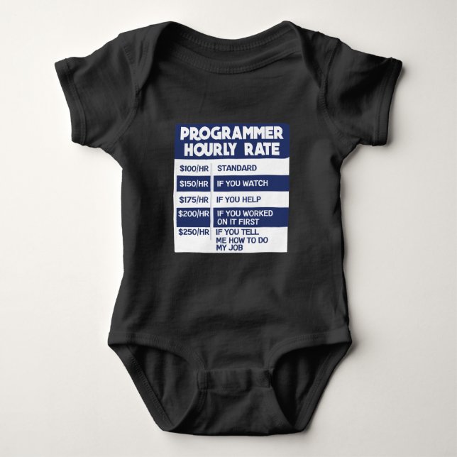Funny Programmer Hourly Rate Computer IT Coder Baby Bodysuit (Front)