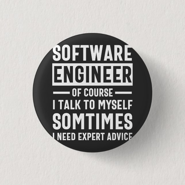 Funny Programming Software Engineer Gift Button (Front)