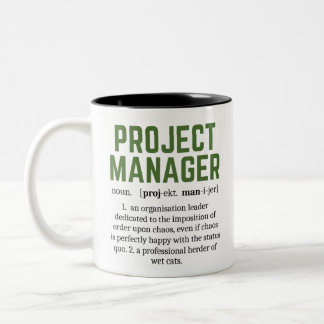 Funny Project Manager Dictionary Definition, Humor Two-Tone Coffee Mug
