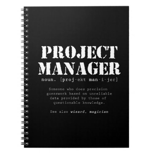 Funny Project Manager Dictionary Definition Notebook