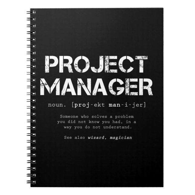 Funny Project Manager Dictionary Definition Notebook (Front)