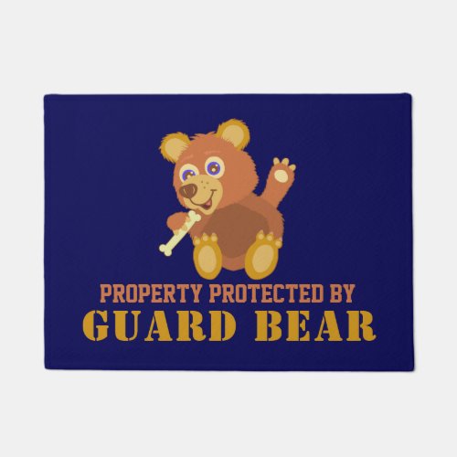 Funny Property Protected By Guard Bear Cute Animal Doormat