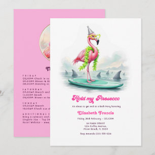 Funny Prosecco Flamingo Beach Bachelorette Weekend Invitation