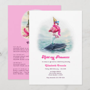 Funny Prosecco Flamingo Beach Bachelorette Weekend Invitation