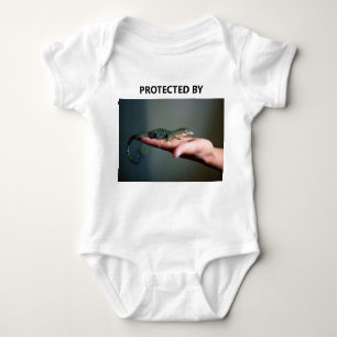 Funny Protected By Lizard Pet Photo Baby Bodysuit