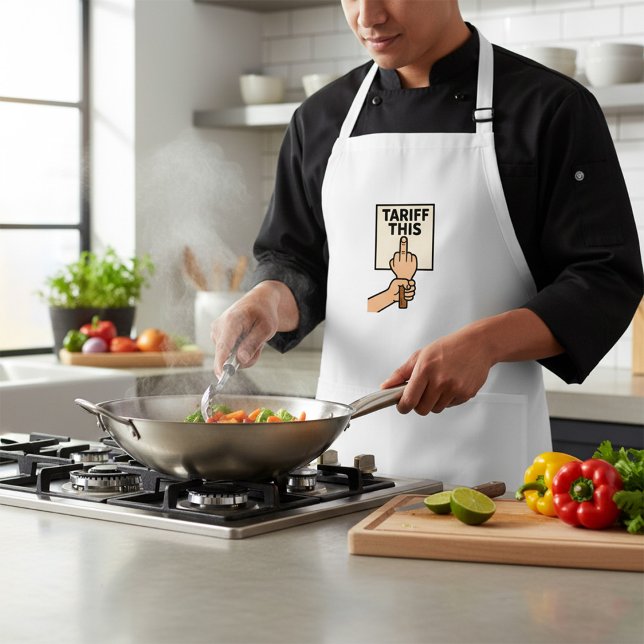 Funny Protest Sign Tariff This Middle Finger  Adult Apron (Creator Uploaded)