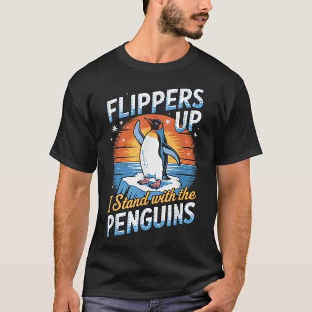 Funny Protest Tariff Penguins Protest Against Tari T-Shirt (Front)
