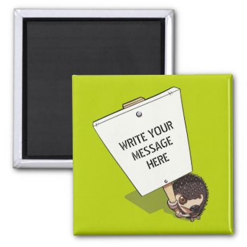 Funny Protestor With Placard Cartoon Hedgehog Magnet by NoodleWings at Zazzle