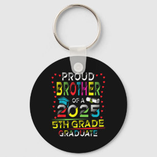 Funny Proud Brother Of A Cl Of 2025 5th Grade Grad Keychain
