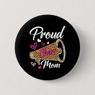 Funny Proud Cheer Mom Leopard Mothers Day Women Button