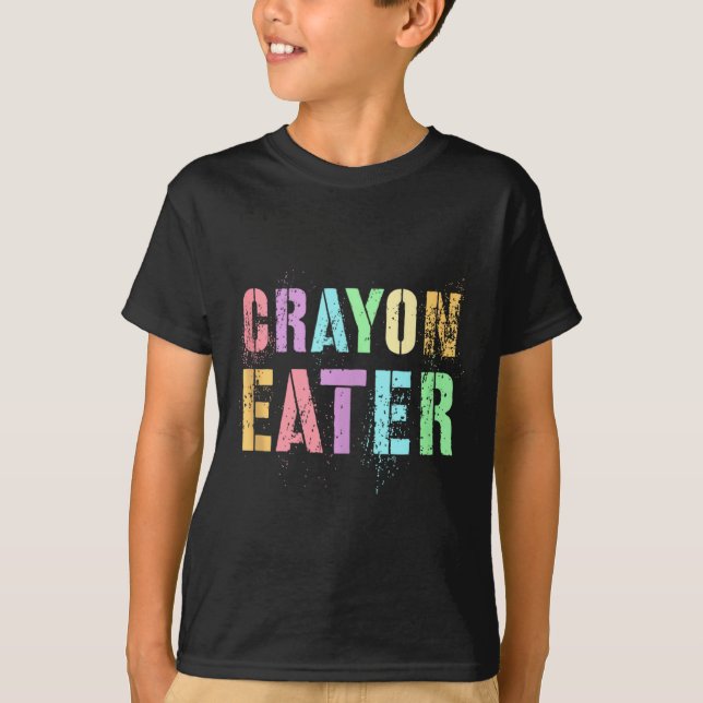 Funny Proud Crayon Eater Military Veteran Dad Offi T-Shirt (Front)