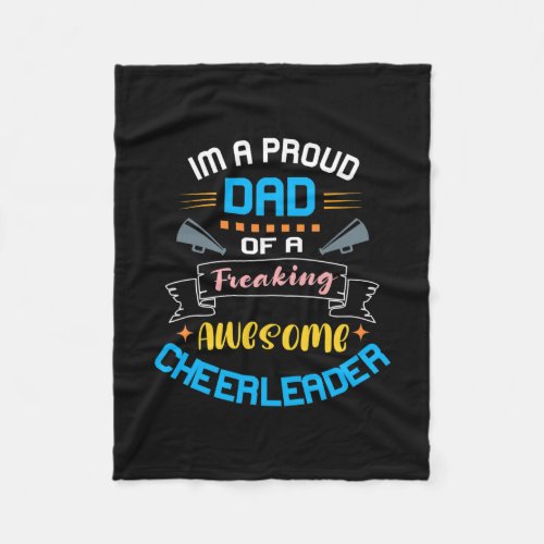 Funny Proud Dad Of A Cheerleader Cheerleading  Fleece Blanket