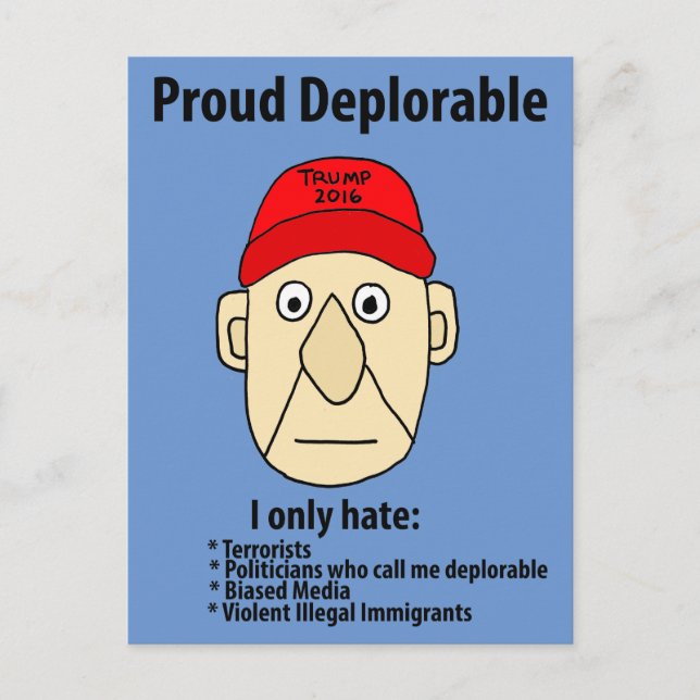 Funny Proud Deplorable Political Cartoon Postcard (Front)