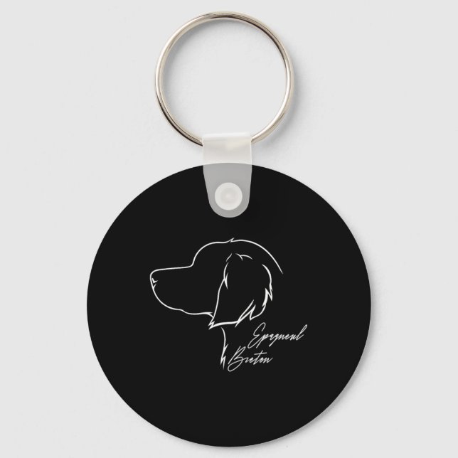 Funny Proud Epagneul Breton Profile Dog Mom Huntin Keychain (Front)