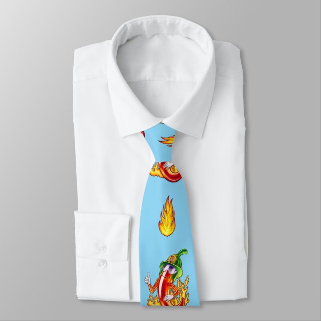 Funny Proud Firefighter Chili Neck Tie (Tied)