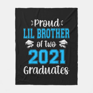 Funny Proud Lil Brother Of 2021 Graduates Fleece Blanket