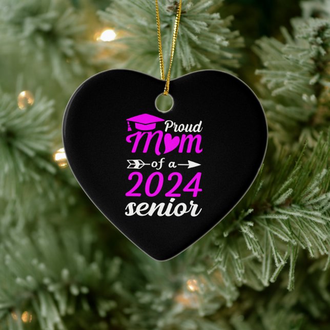 Funny Proud Mom Of A 2024 Senior Graduation Gift Ceramic Ornament (Tree)