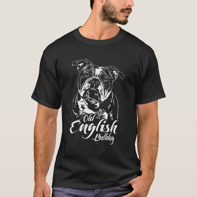 Funny Proud Old English Bulldog Dog Portrait Gift  T-Shirt (Front)